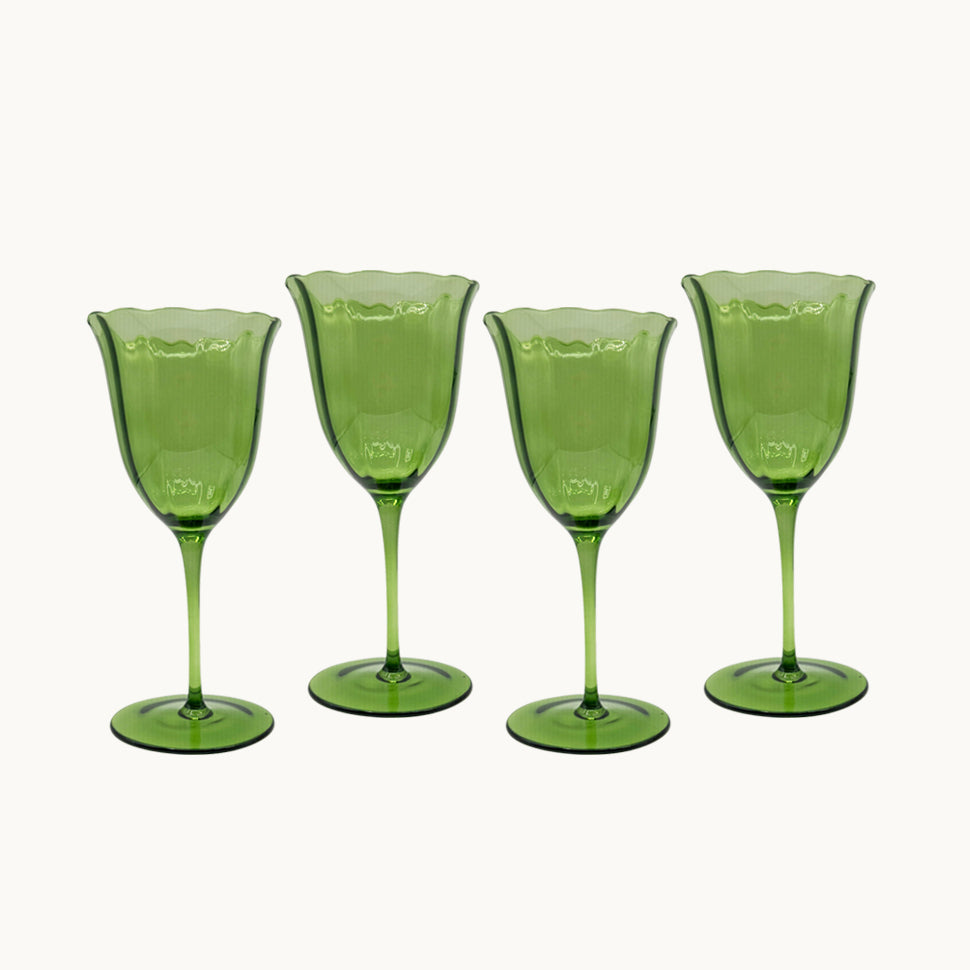 Lily green water glass (set of 4)