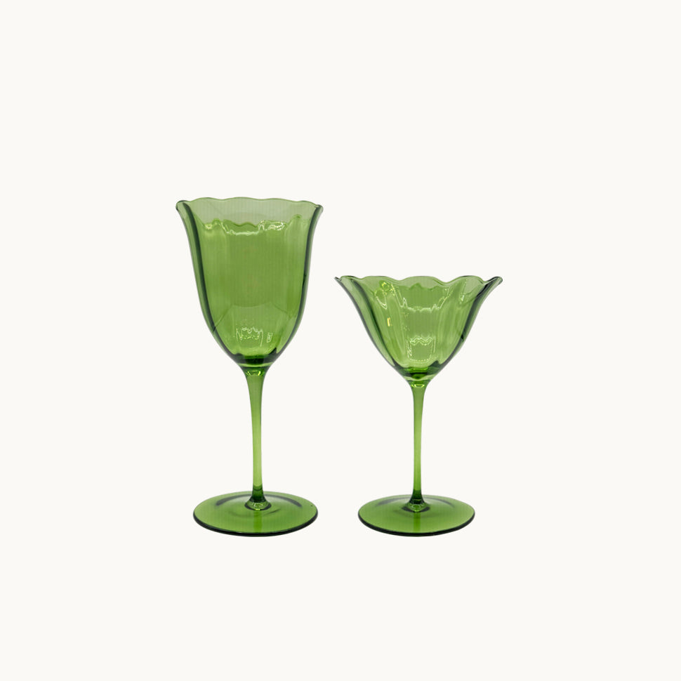 Lily green water glass (set of 4)