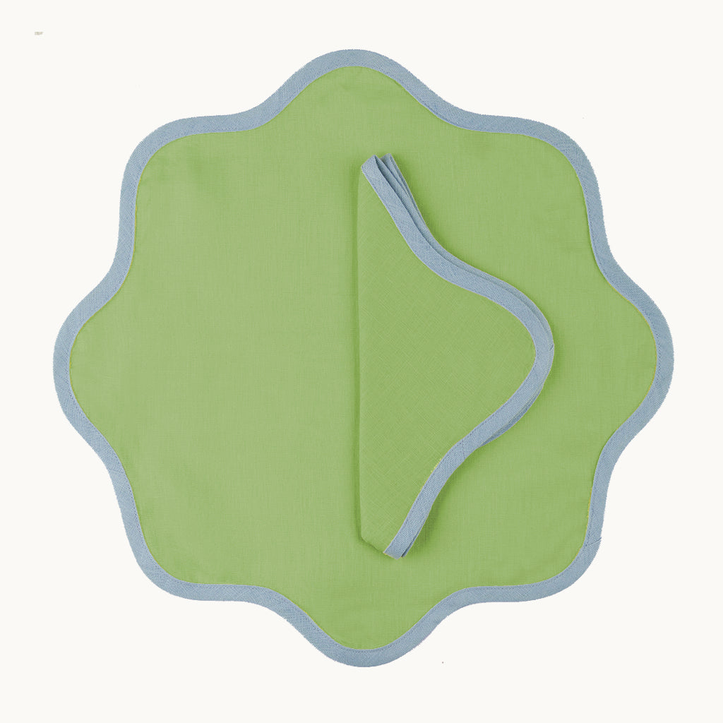 daisy green linen placemat (set of 4)