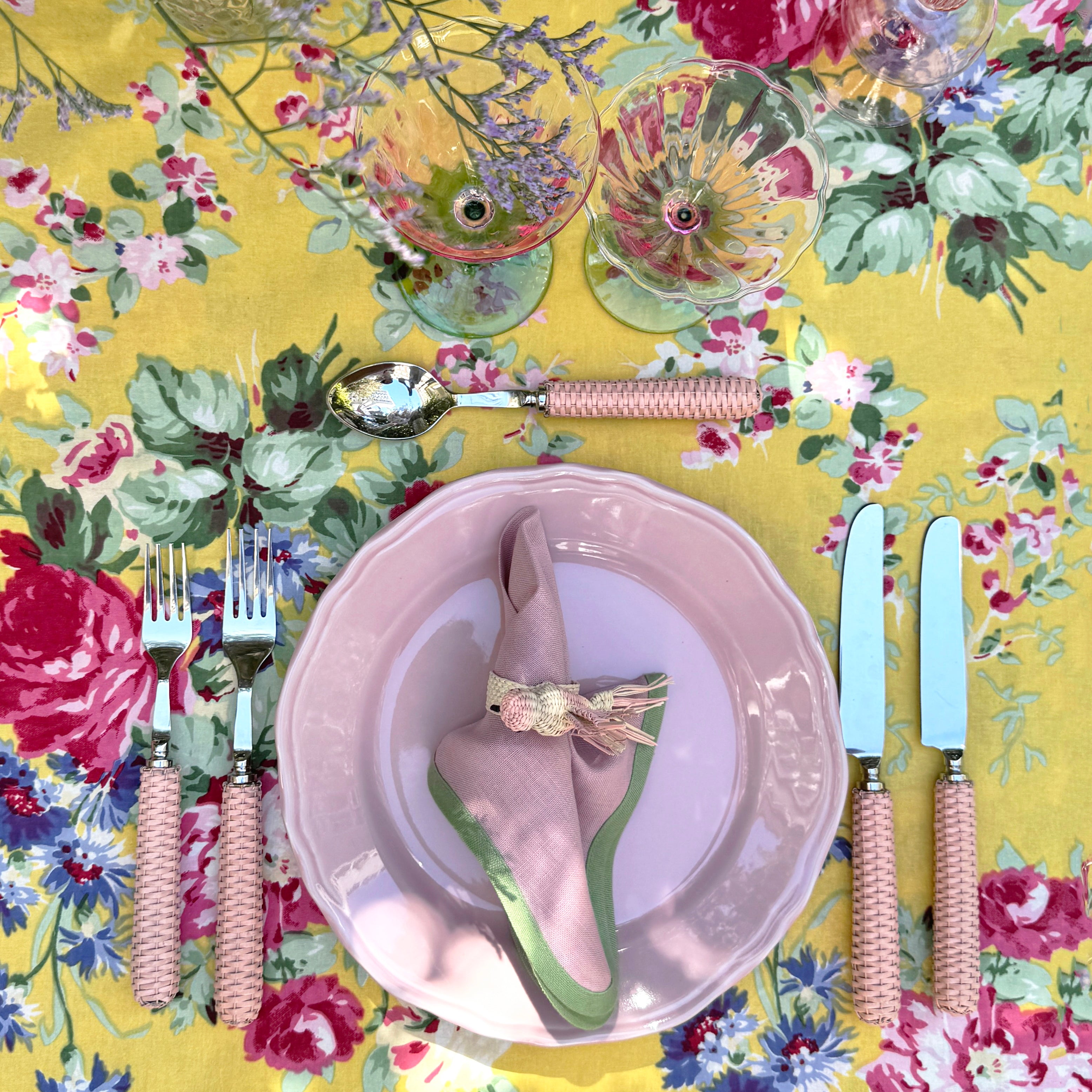 Daisy pink linen napkins (set of 4)