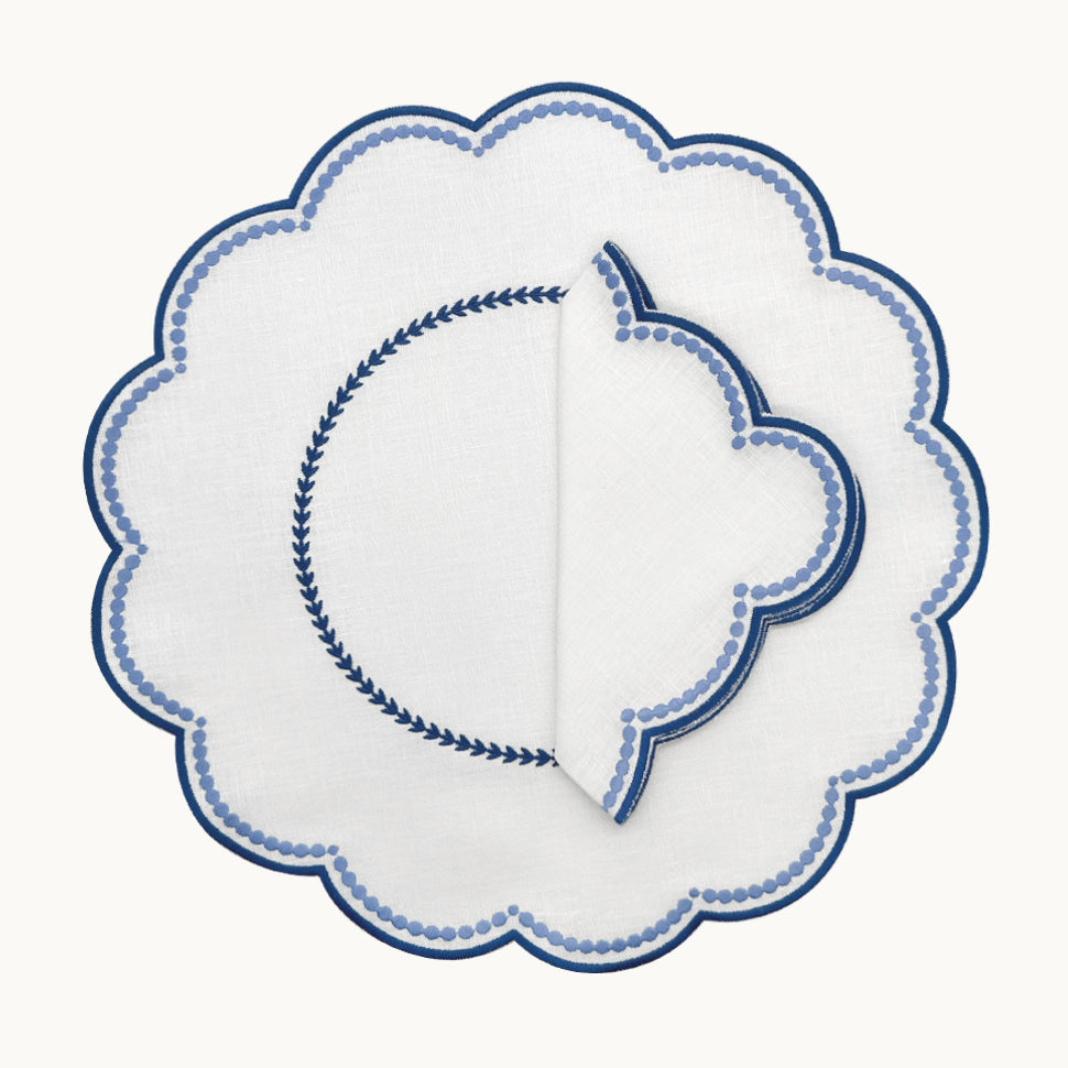 Lilibeth white/blue placemat SET OF 4