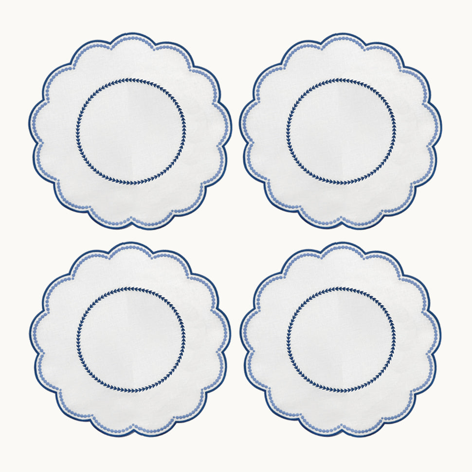 Lilibeth linen white/blue placemat (set of 4)