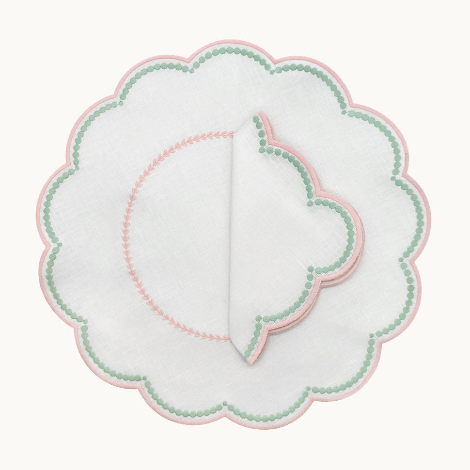 Lilibeth white/pink napkin (set of 4)