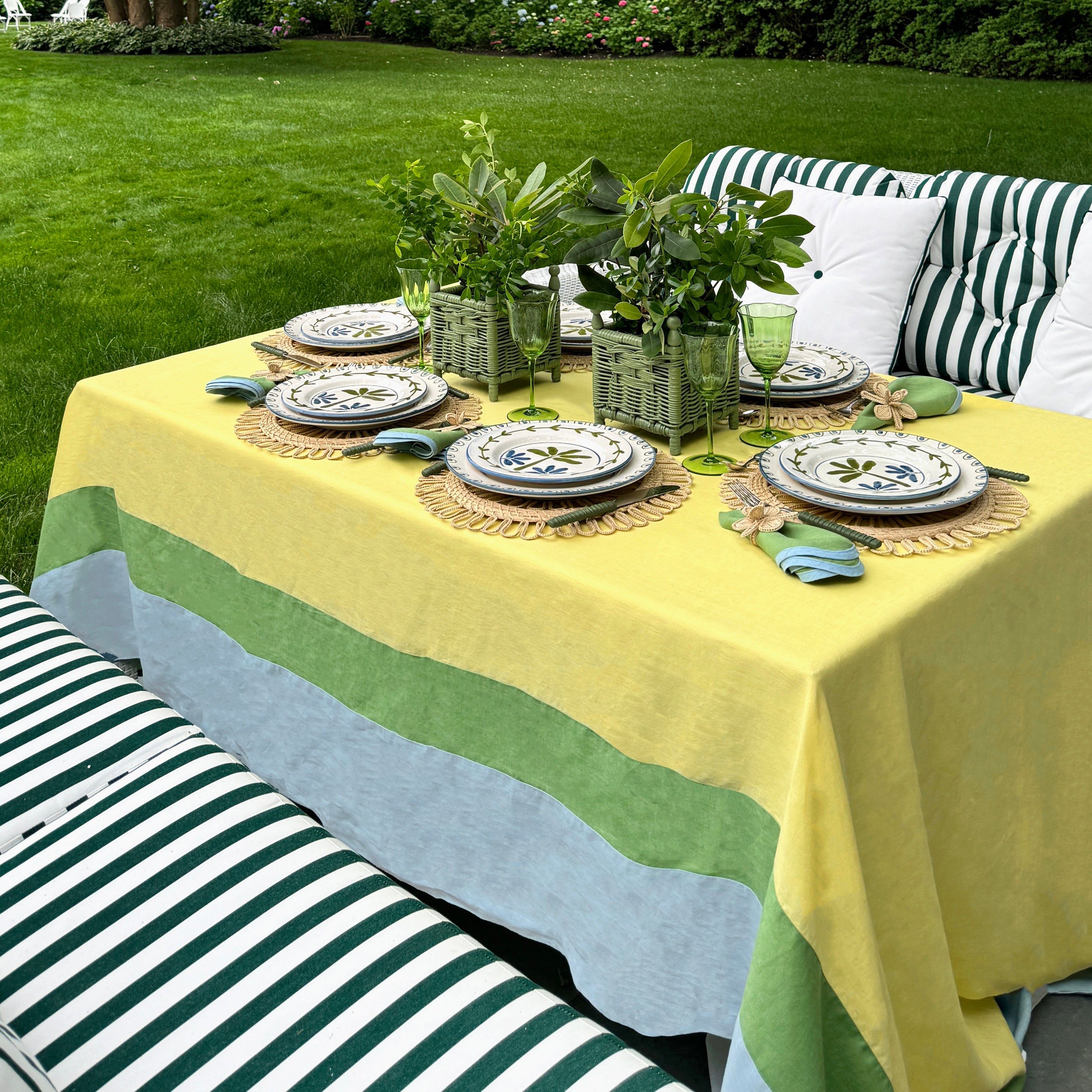 Milano yellow linen tablecloth