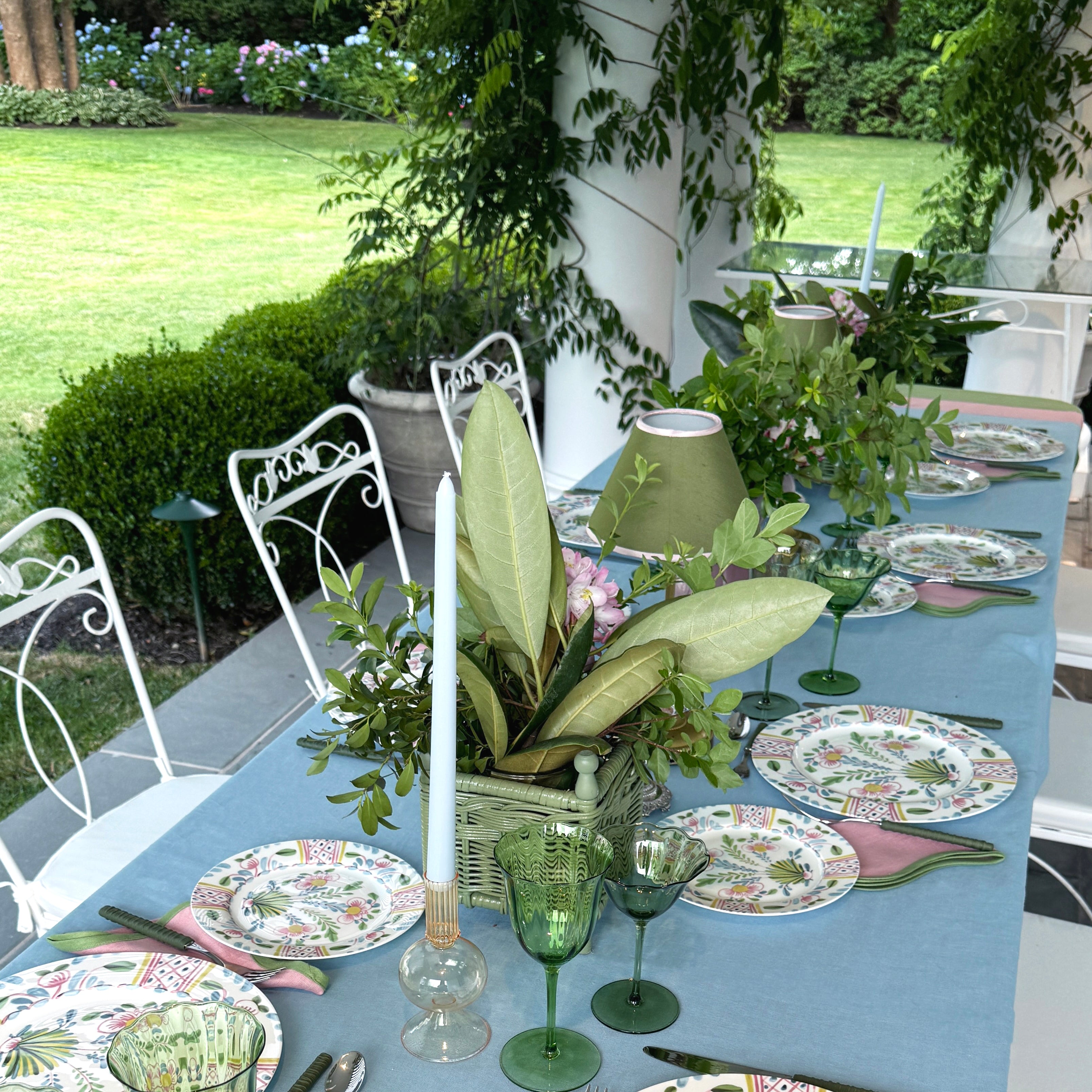 Milano blue linen tablecloth