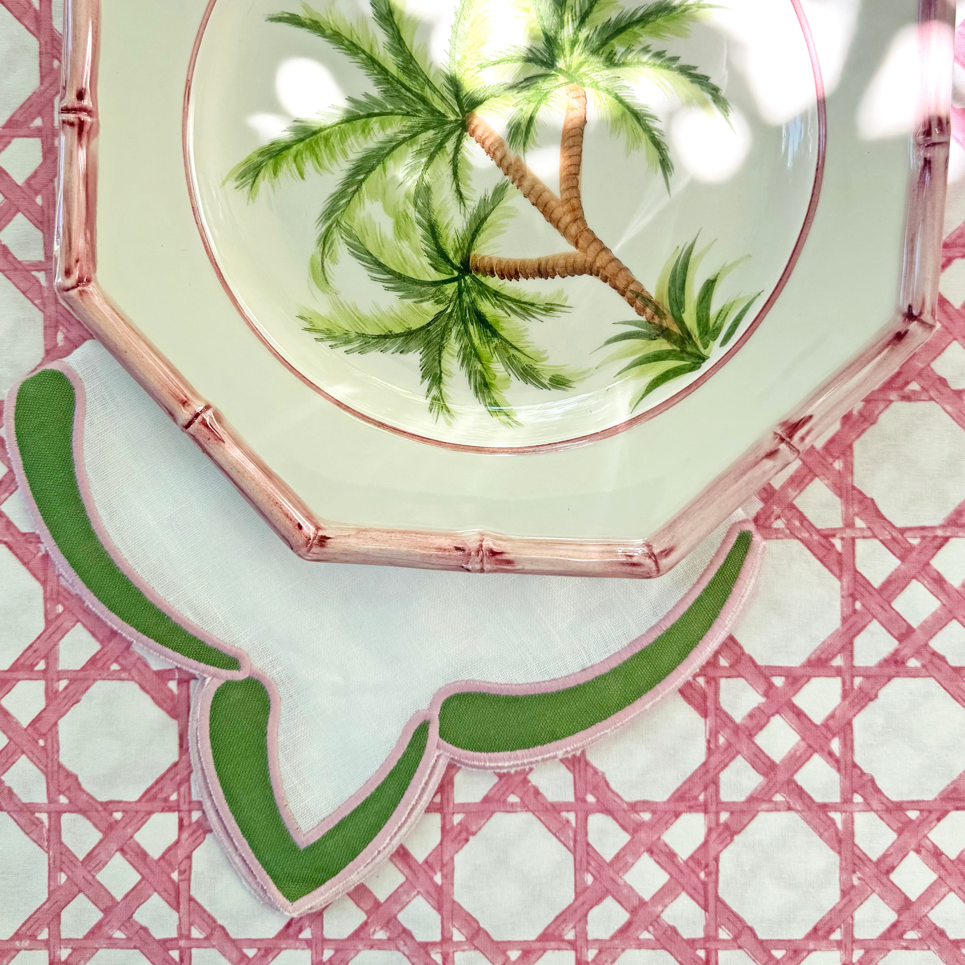 Poppy linen green napkin (set of 4)