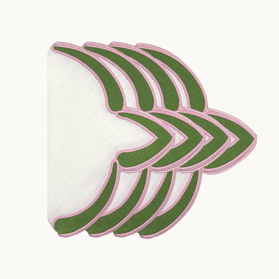 Poppy linen green napkin (set of 4)