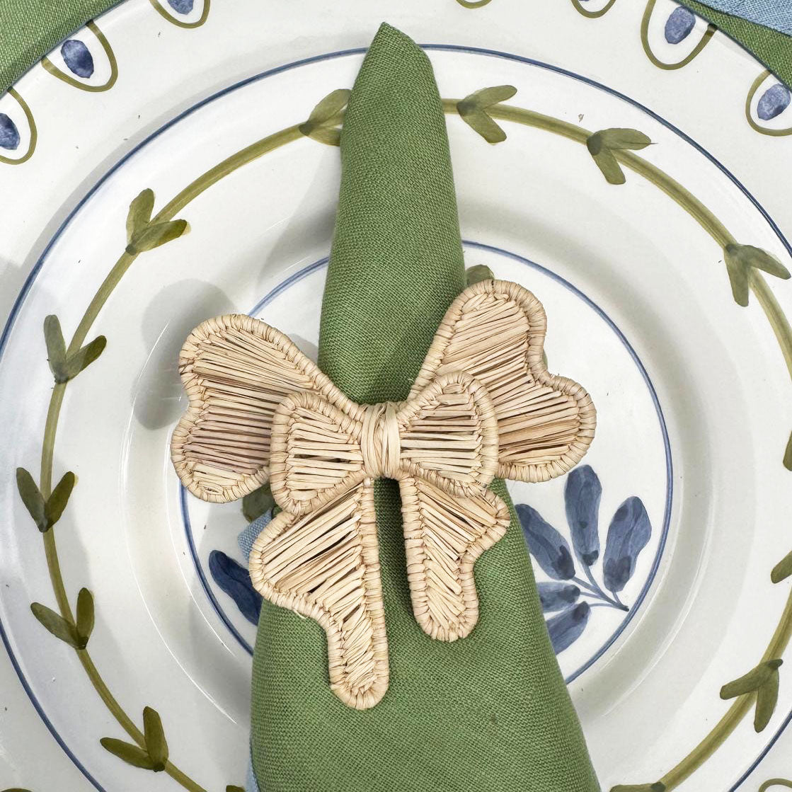 daisy green linen napkins (set of 4)