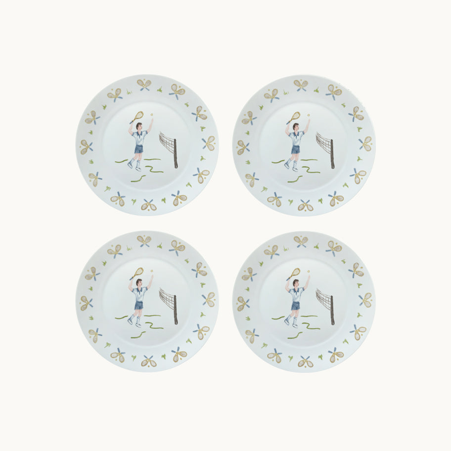 Tennis boy dessert plate (set of 4)