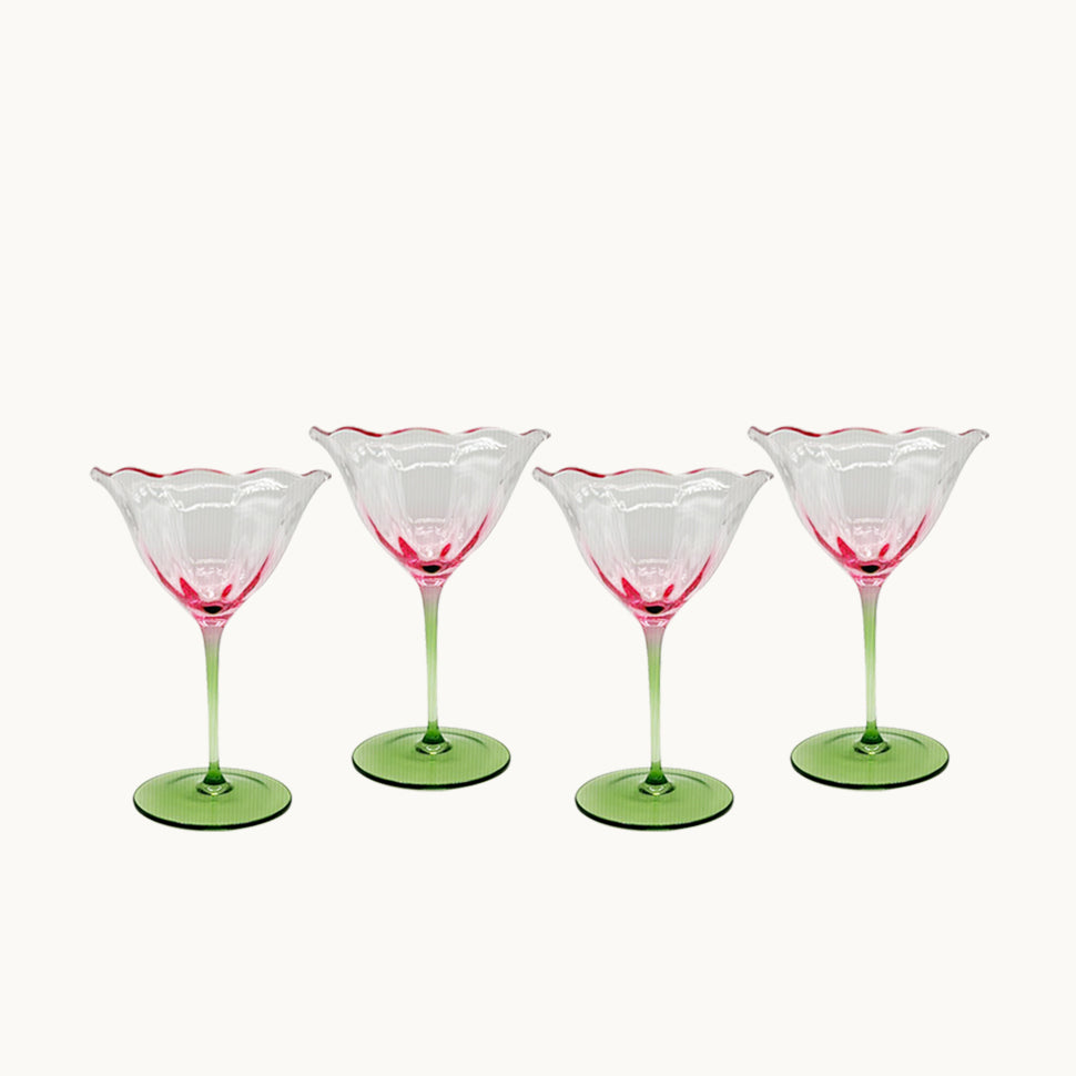 Lily pink  and green  wine glass (set of 4)