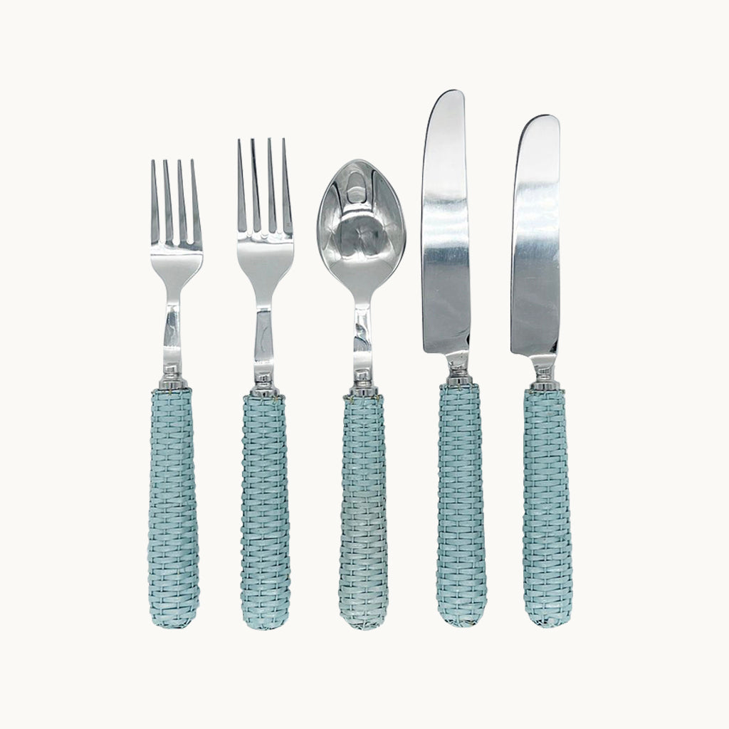 Rattan Blue Cutlery (set of 5)