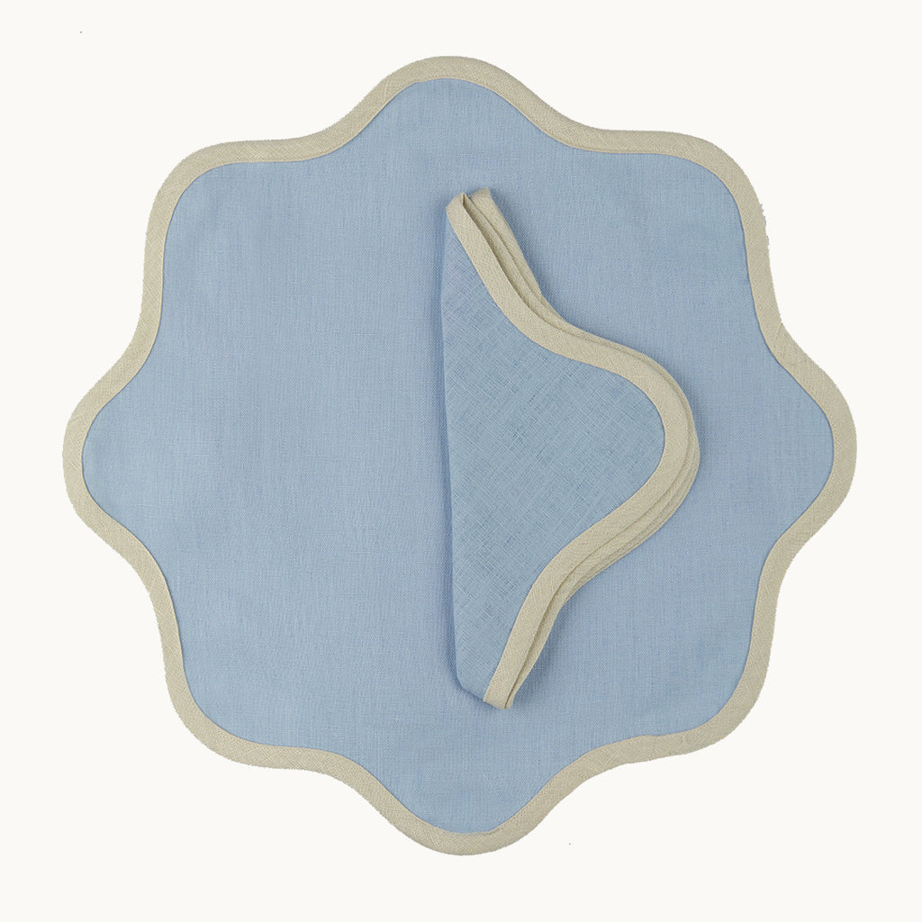 Daisy blue linen placemat (set of 4)