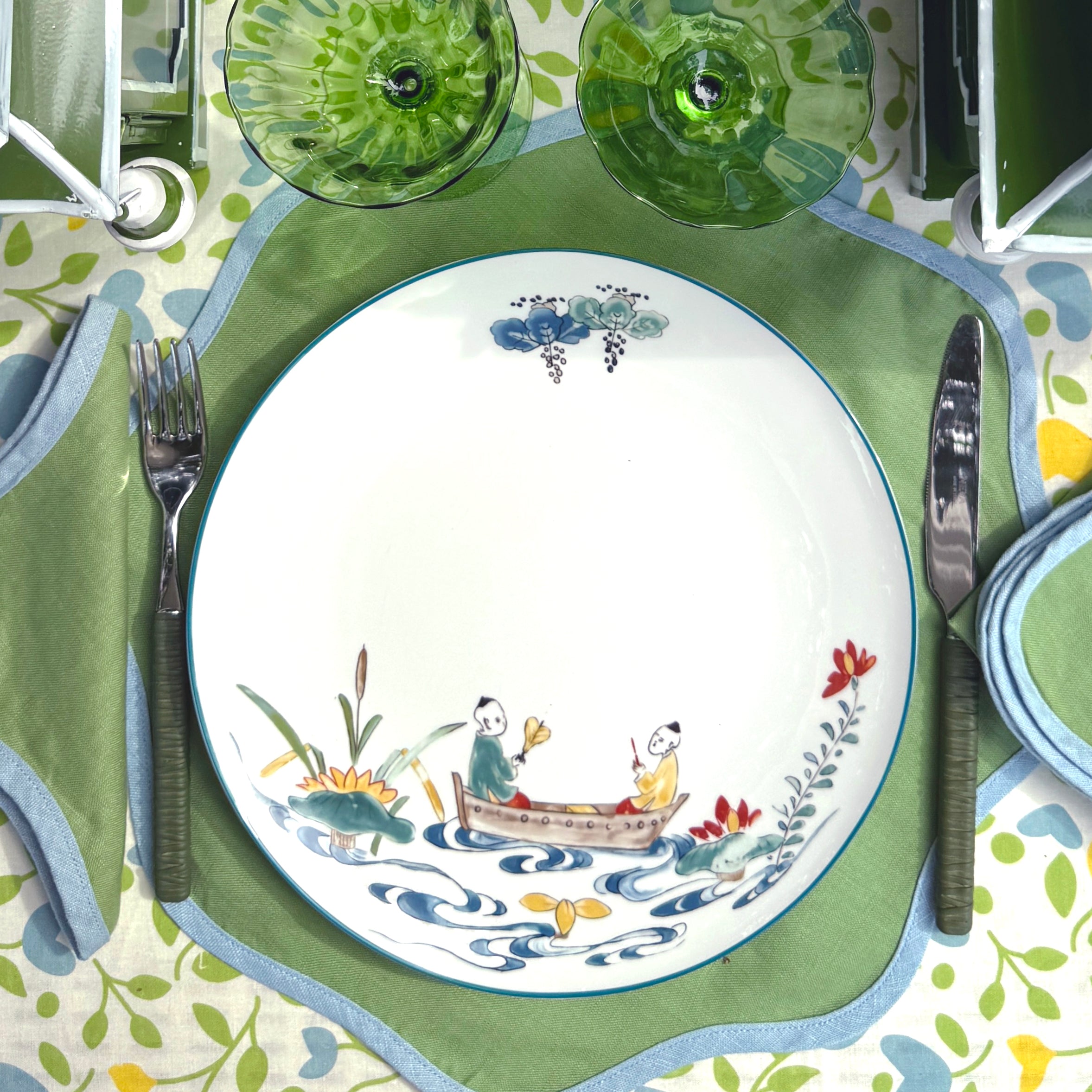 Daisy green linen placemat (set of 4)