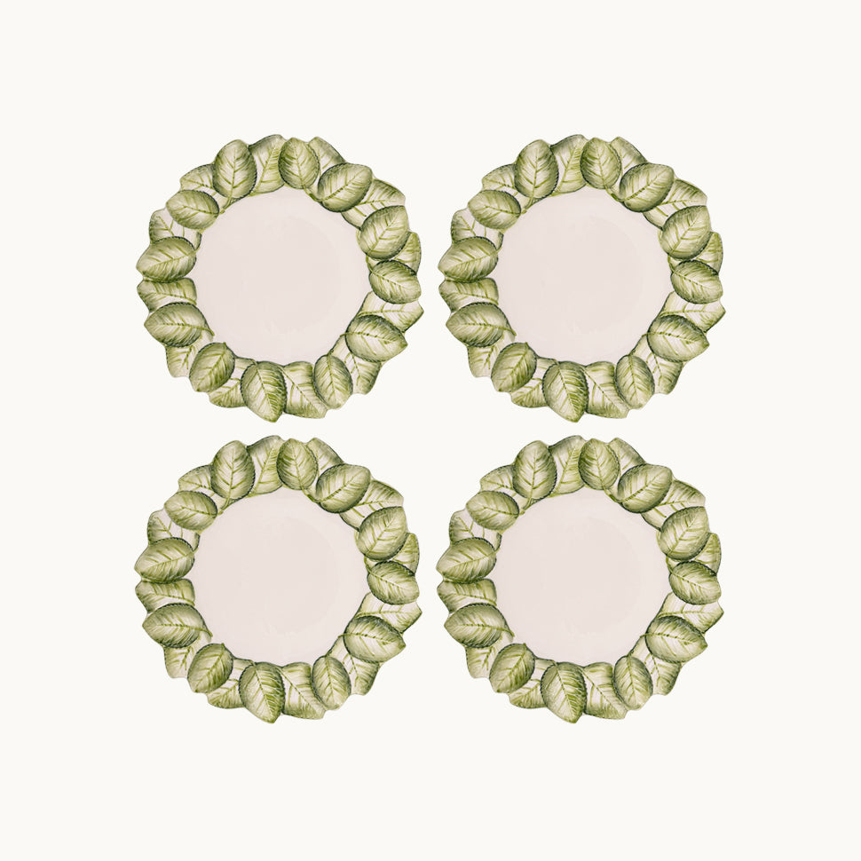 Green leaves dessert plate (set of 4)