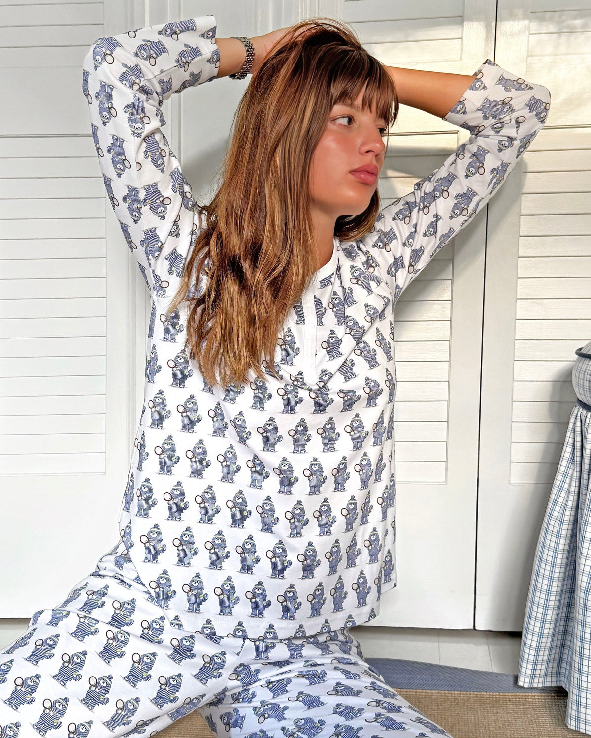 Tennis Dog Pima Cotton Pajama Set, Made in Peru, image 3 of 8