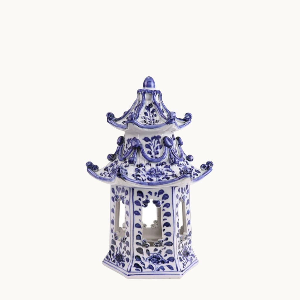 Blue and White ceramic pagoda lantern