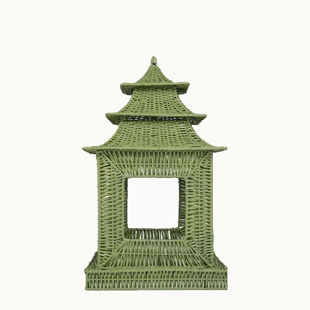 Wicker green pagoda lantern