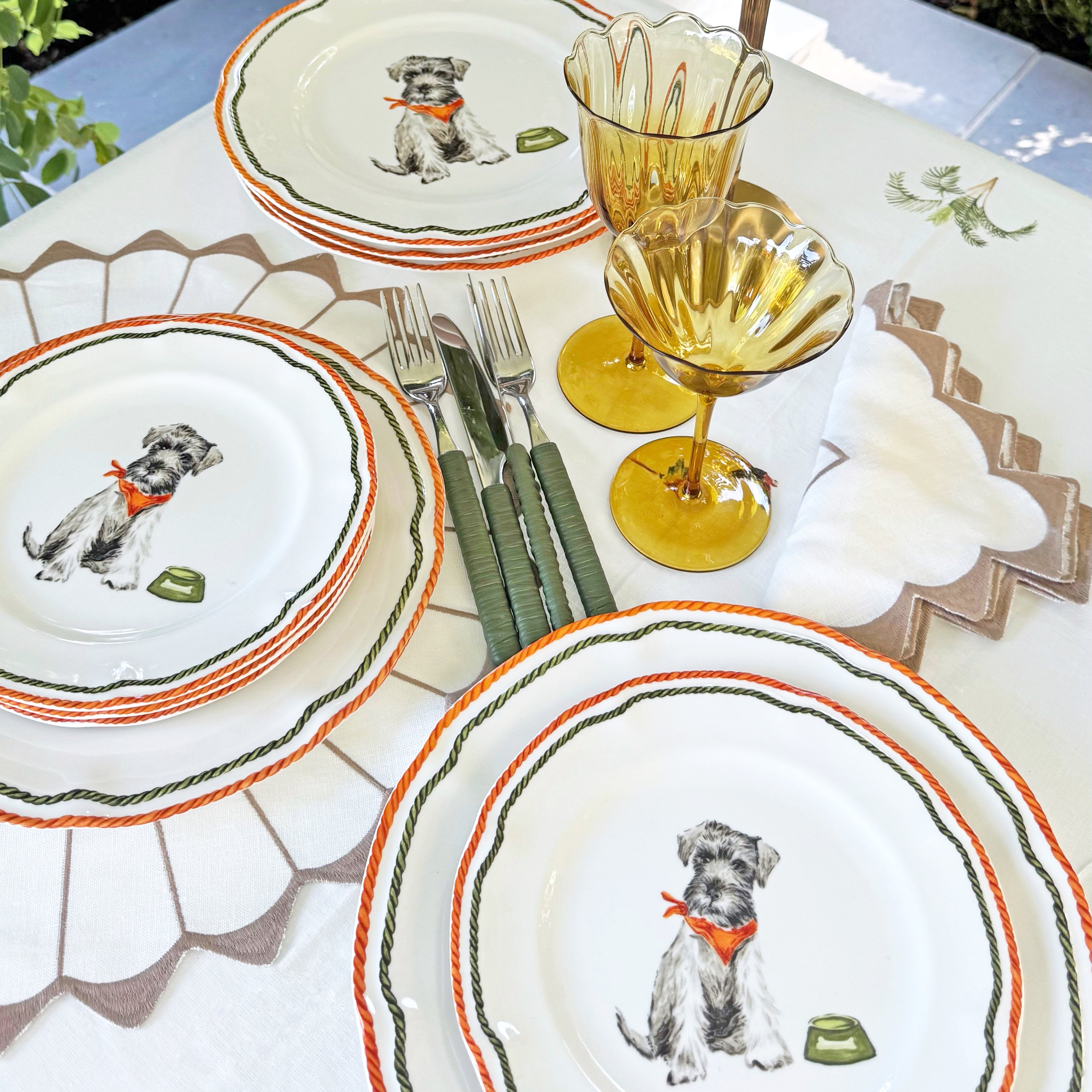 CHARLE'S DOG DESSERT PLATE (set of 4)