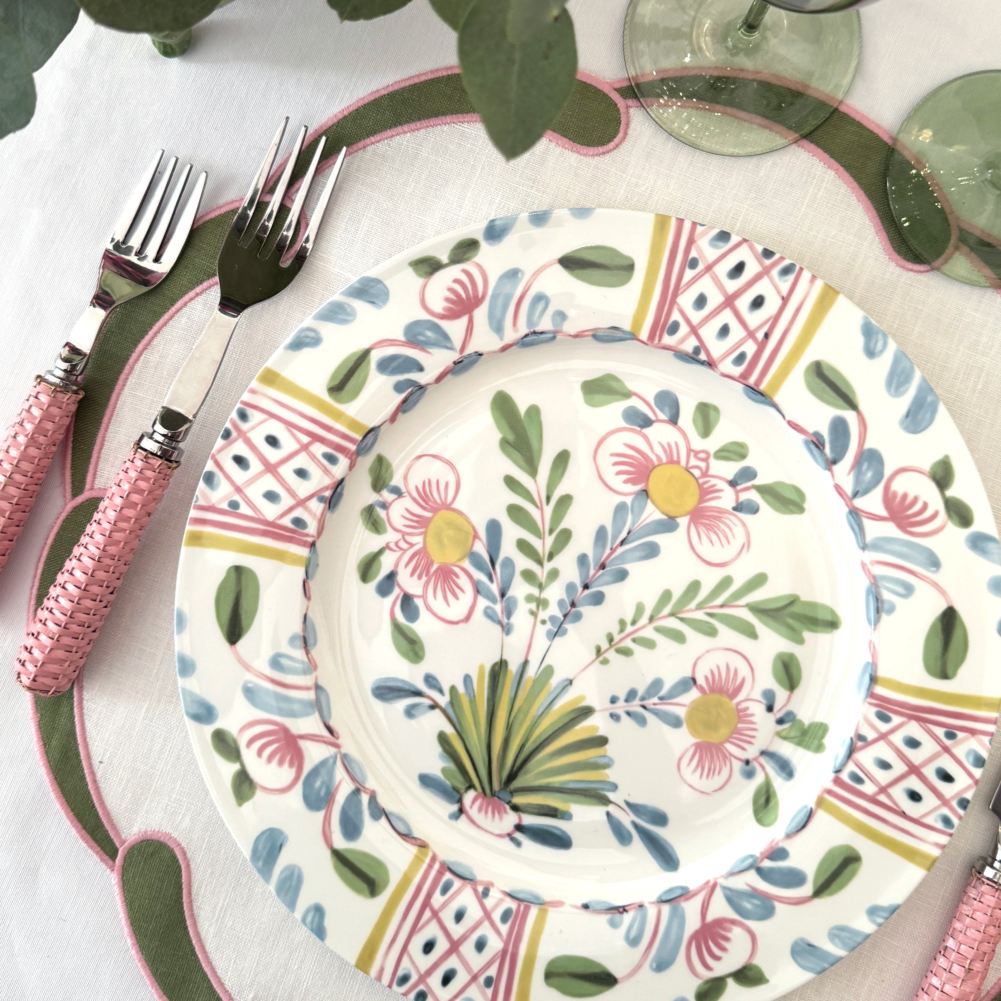 Poppy linen green placemat (set of 4)