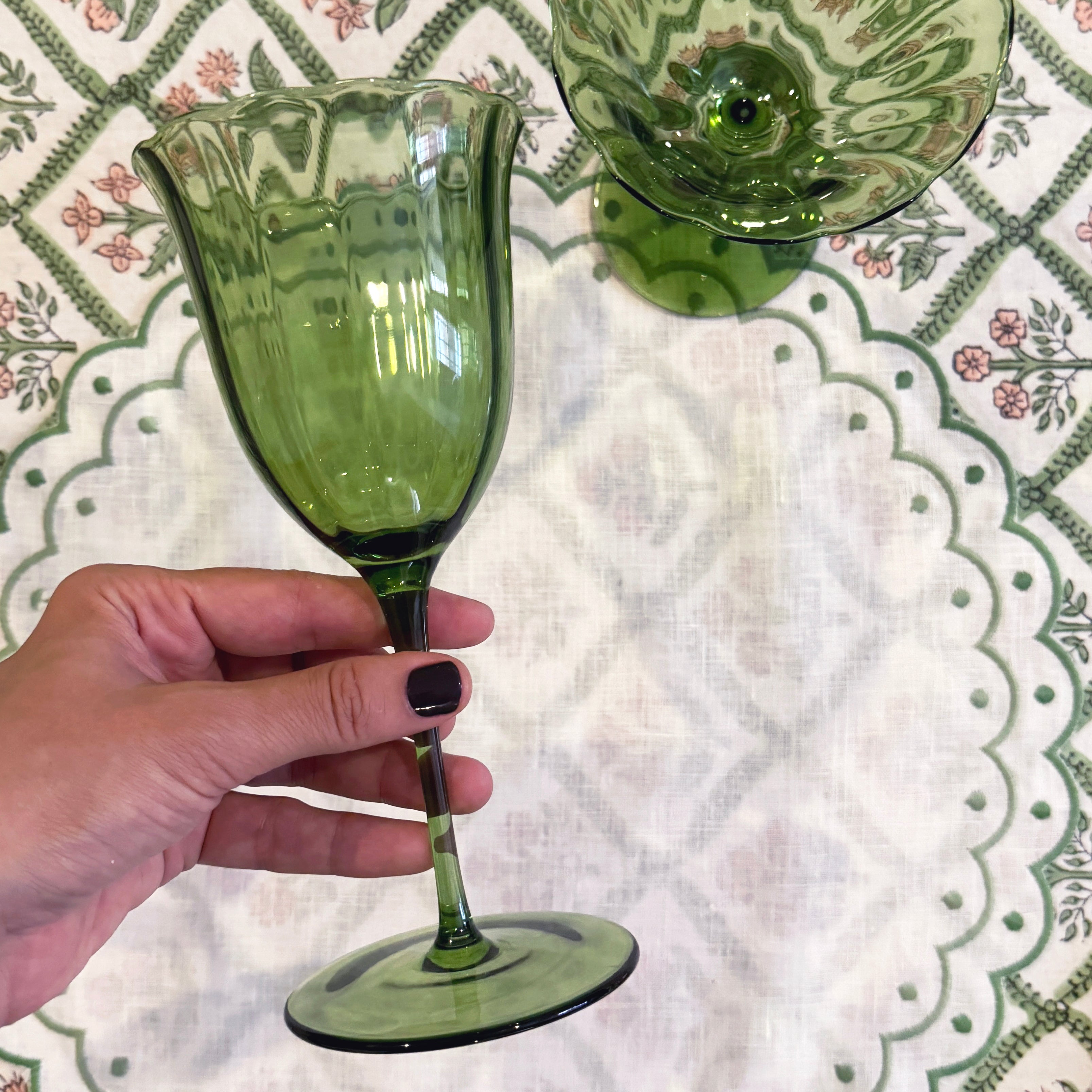 Lily  green water glass (set of 4)