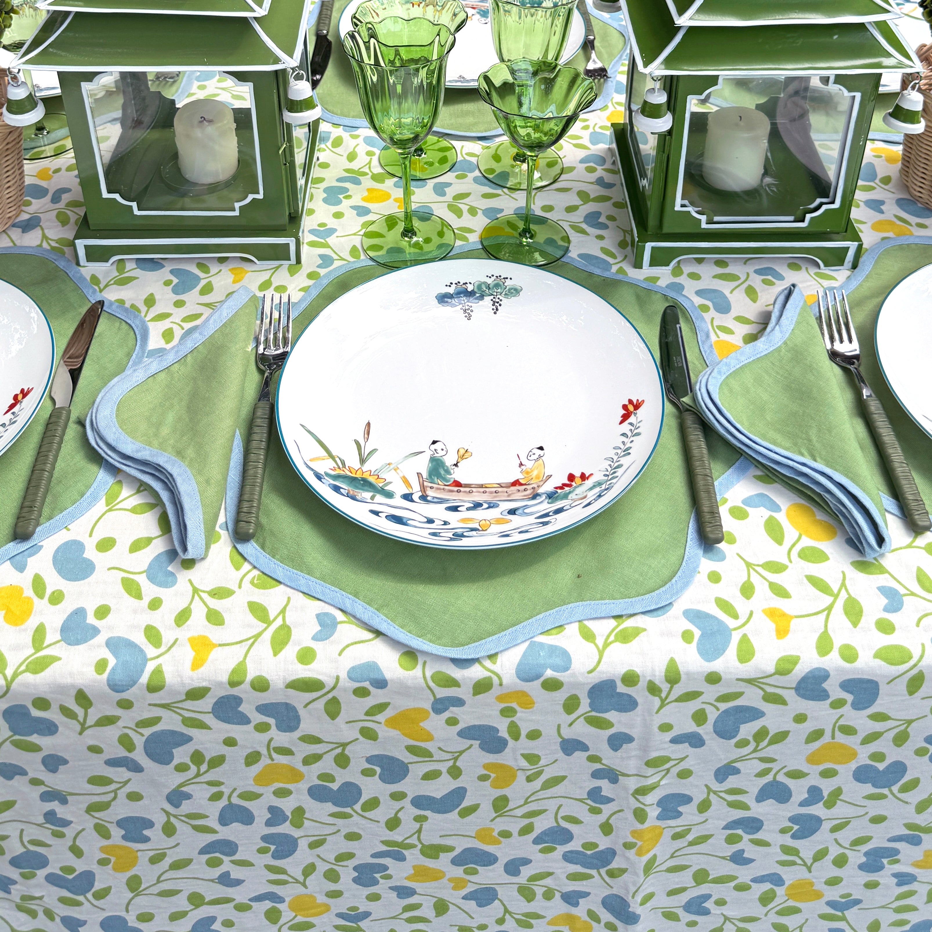 Sarah blue linen tablecloth