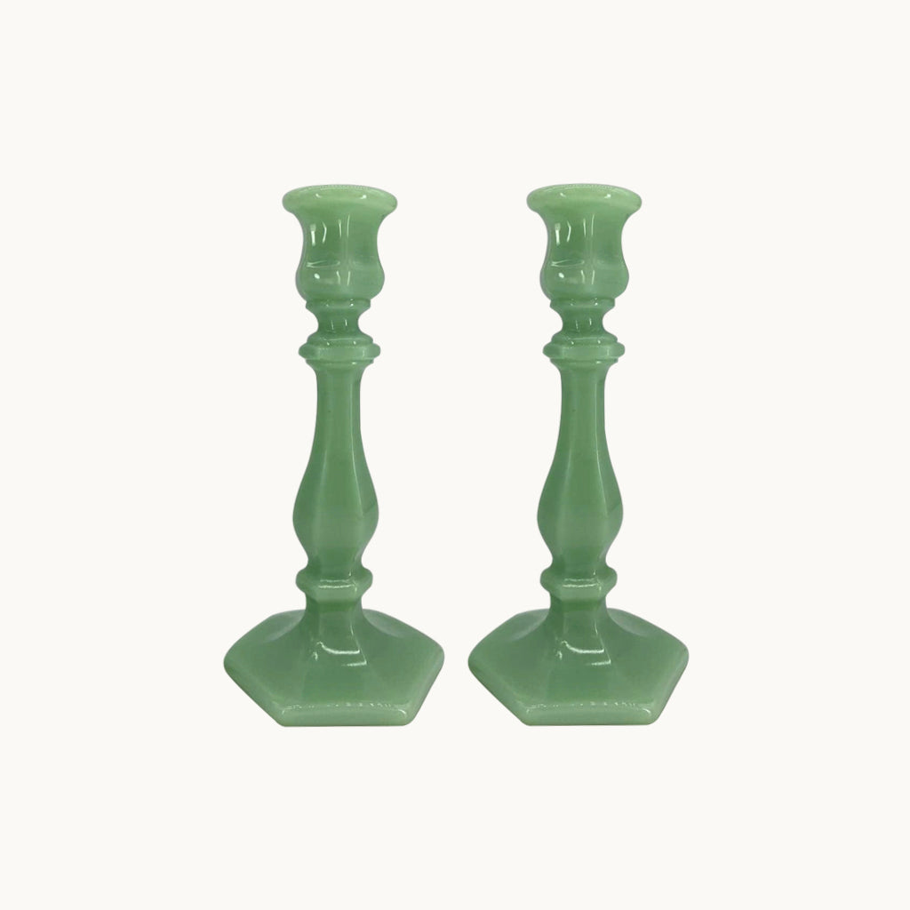 Meloshka green candle holder (set of 2)