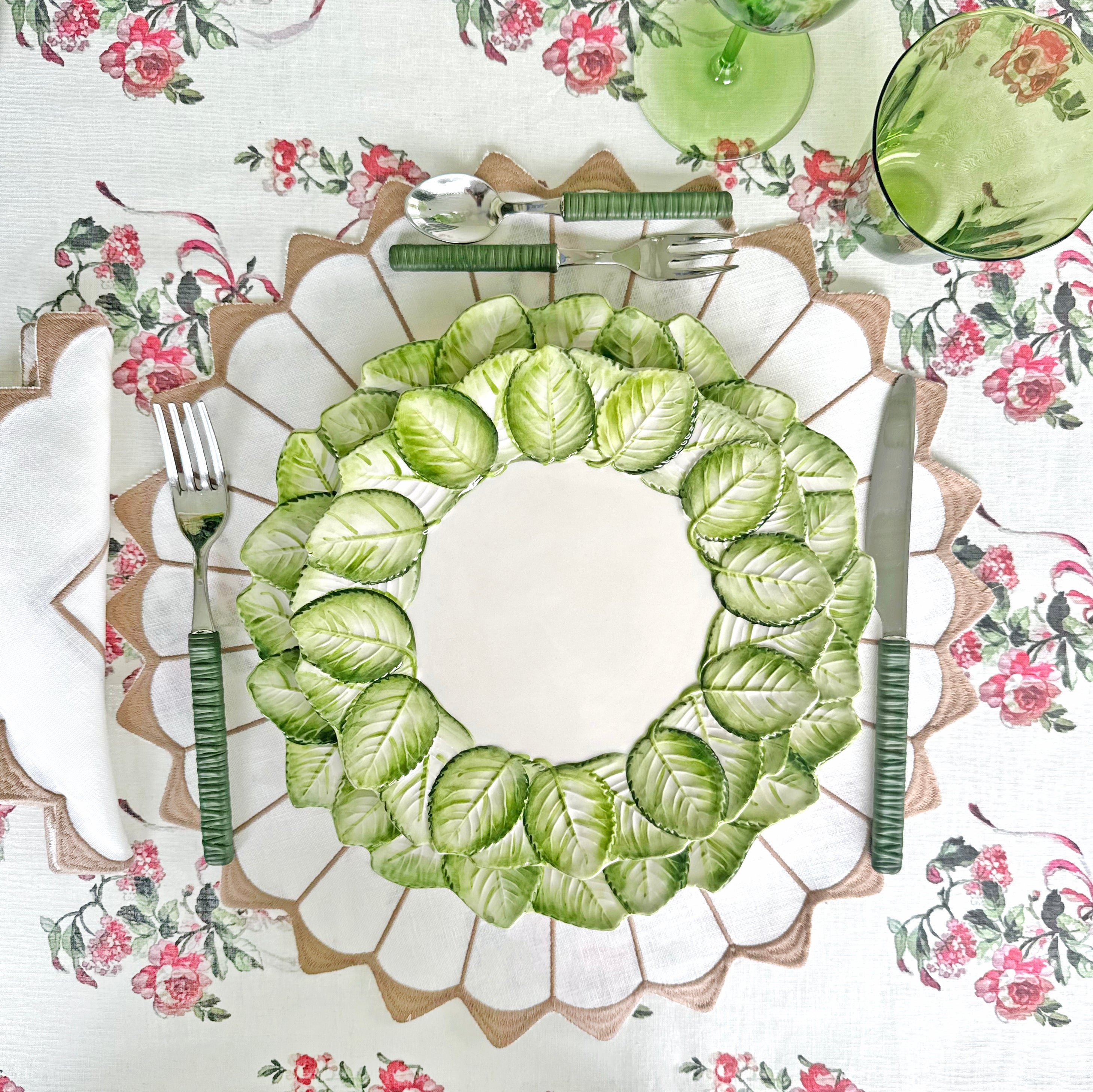 Green leaves dessert plate (set of 4)