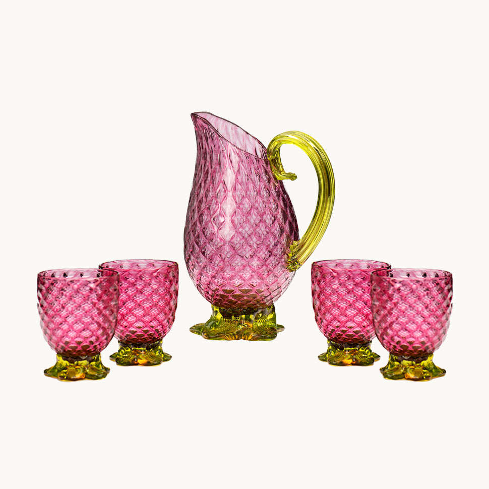 Pineapple glasses and jug set (5 pieces)