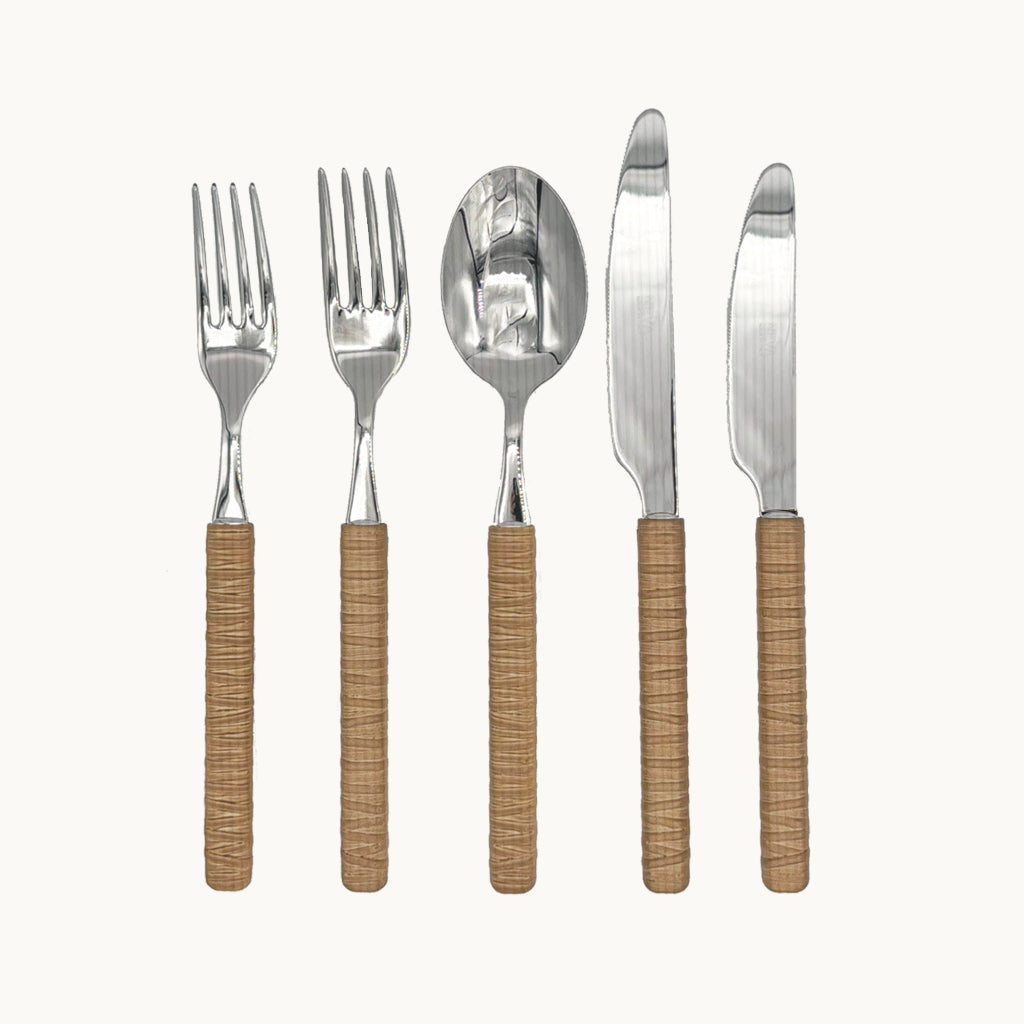 Raffia Beige Cutlery Set