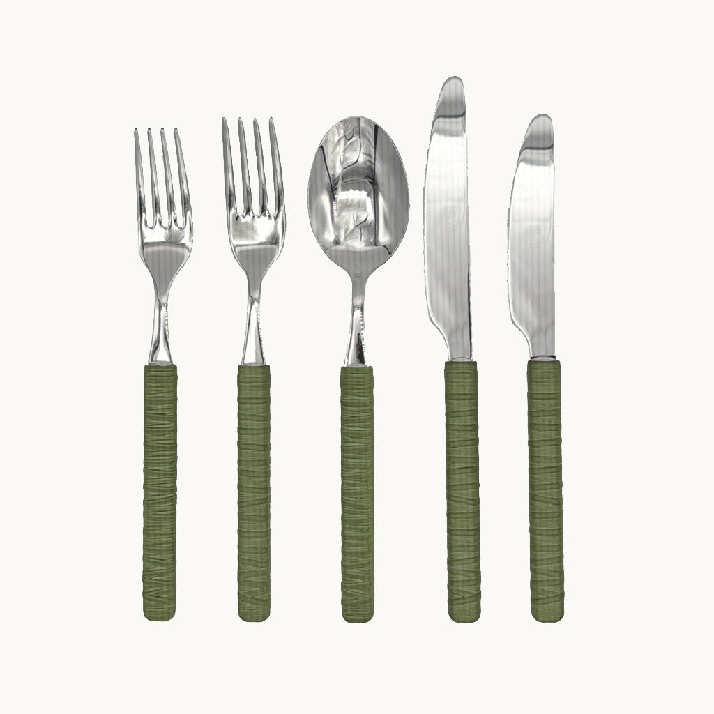 Raffia Green Cutlery Set