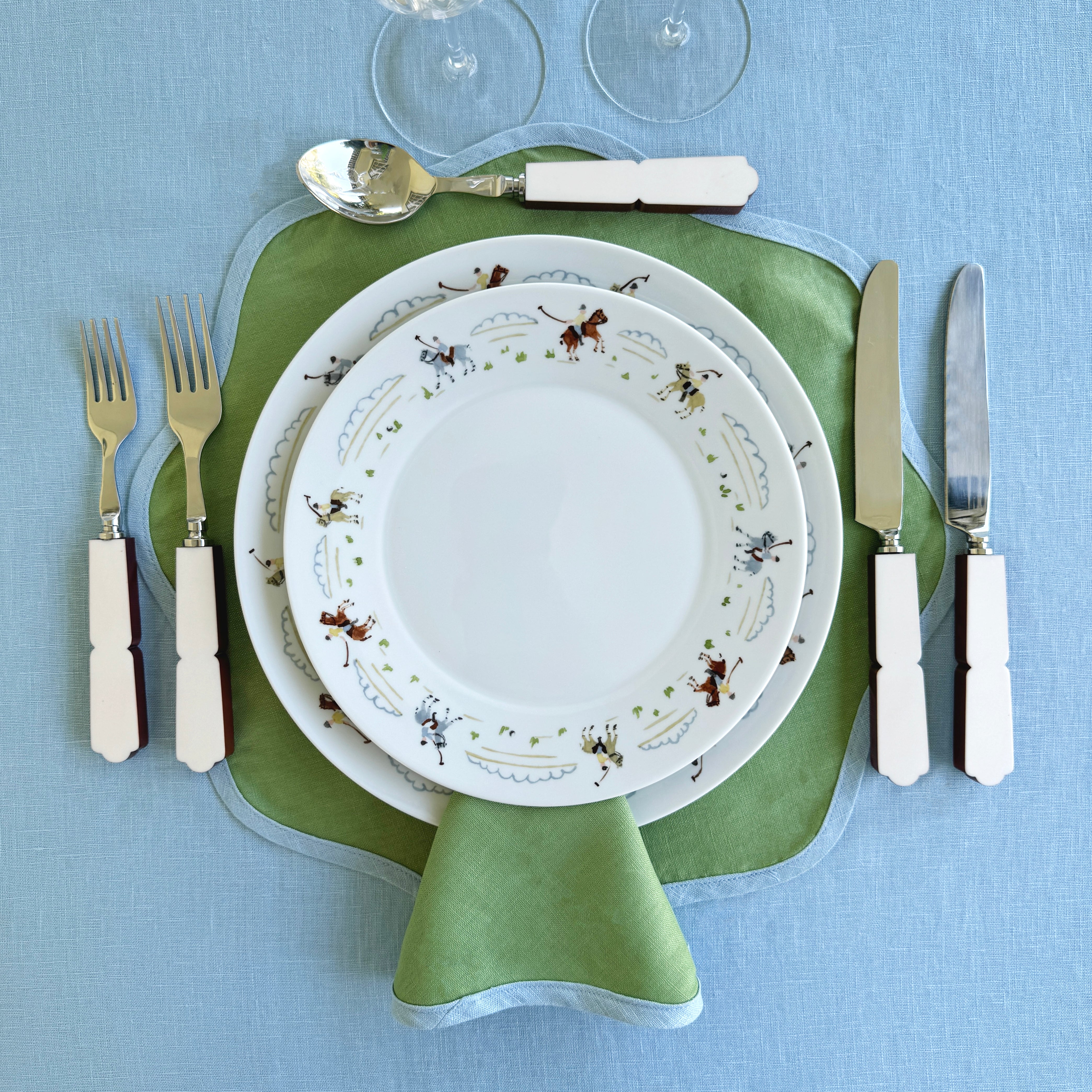 Milano blue linen tablecloth