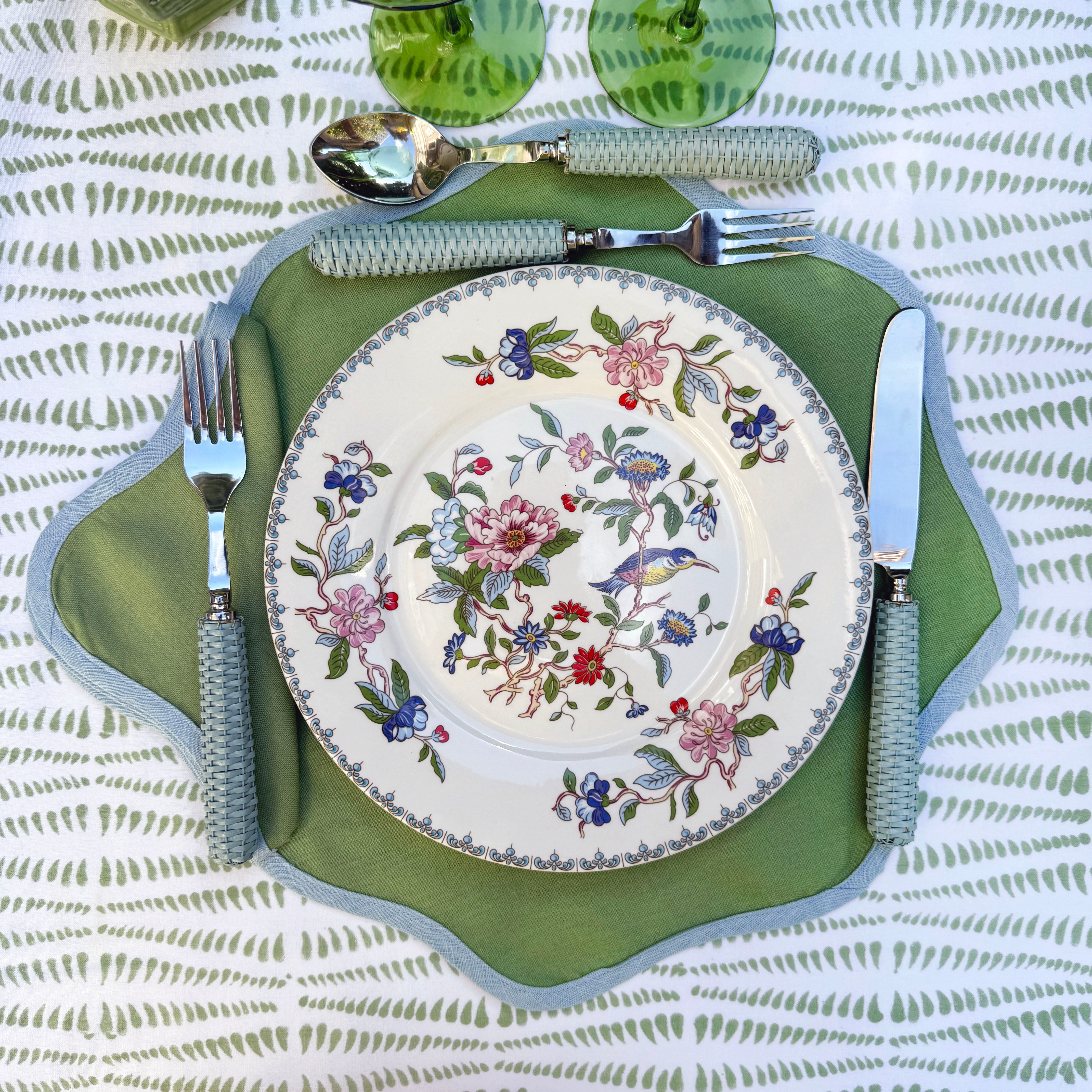 daisy green  linen placemat (set of 4)